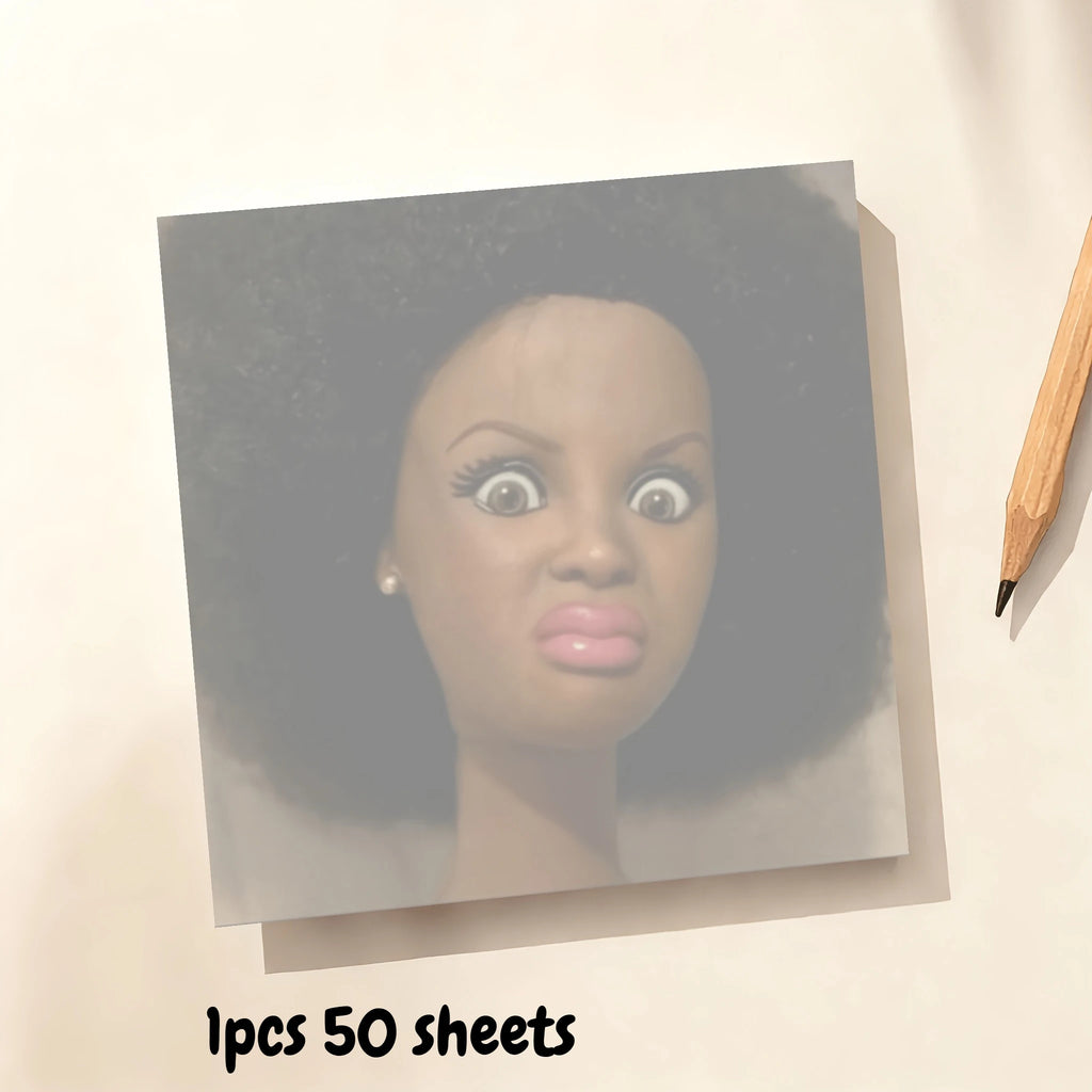 50/150Sheets Paper Curly Hair Character Notepad, Humorous Angry Face Memo Notebook for School Study Plan, Office Reminder Oasis Select 1pcs