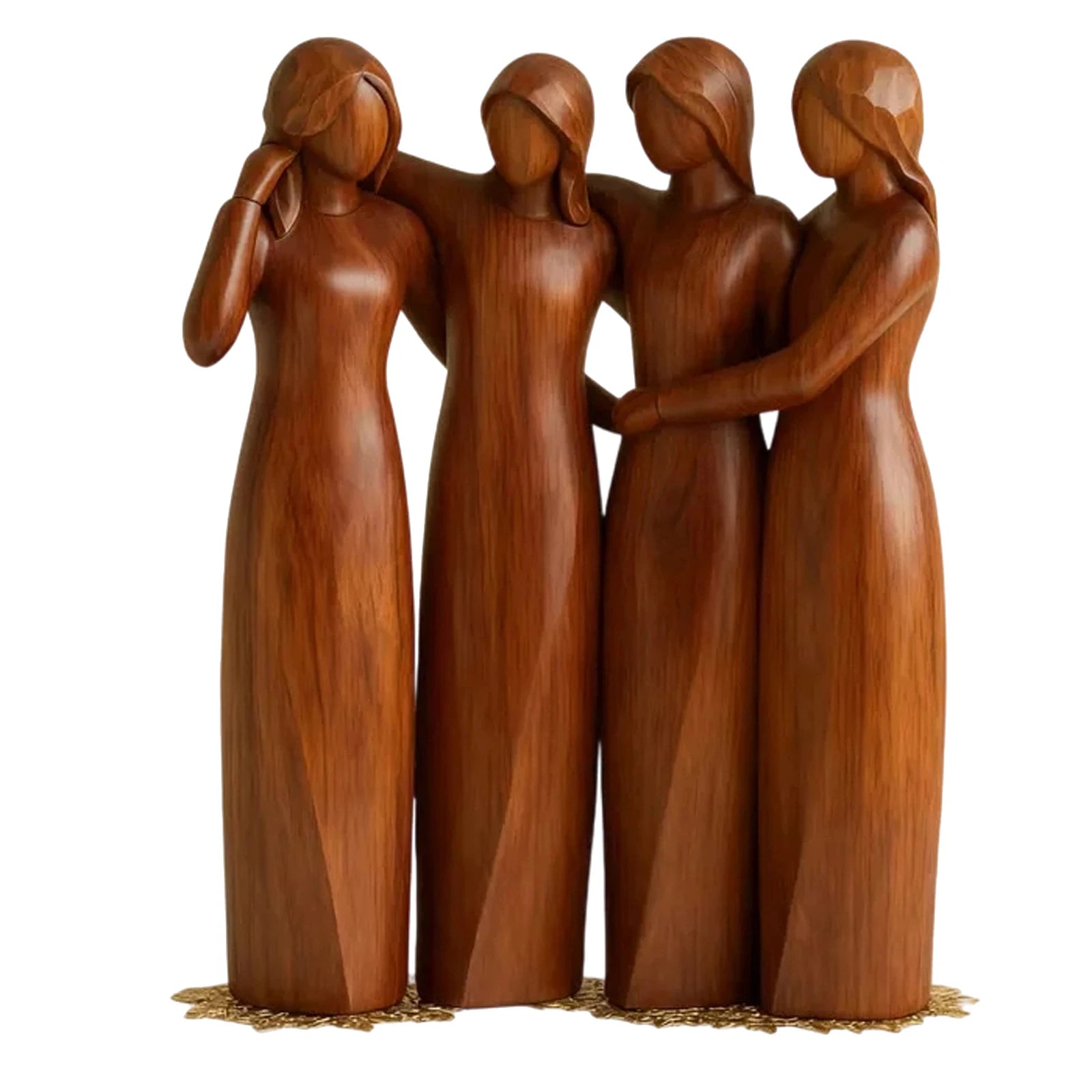 Four Sisters Heart Resin Figurine – Wood-Carved Home Décor Resin Decorative Figurine Oasis Select B One Size