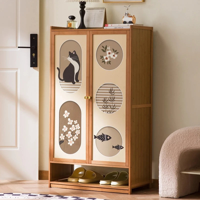 Shoe cabinet household entrance home storage cabinet integrated against the wall entrance shoe rack multi-layer simple storage Oasis Select