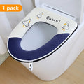 Cute Embroidery Toilet Seat Cover With Zipper Soft Warmer Washable Toilet Mat Cover Pad Cushion WC Ring Mat Bathroom Aceesories Oasis Select Blue