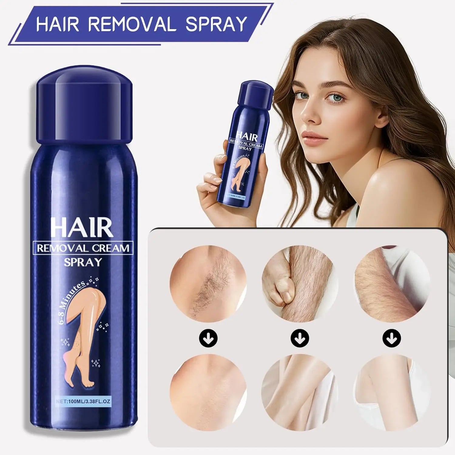 Hair Removal Spray for Women and Men, No Irritation Mild Hair Remover for Underarm Arm Back Chest and Legs Fast Acting Removal Oasis Select
