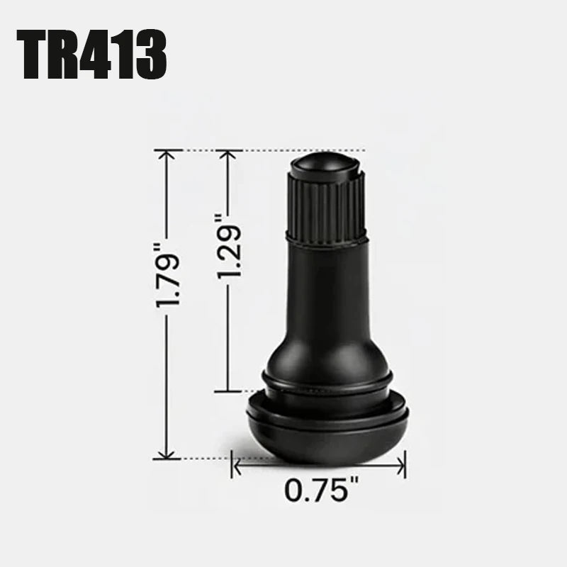 4/8/24PCS Car Tubeless Tire Valve Tire Valve Stem TR412/TR413/TR414/TR415 with Dust Cover Black Rubber Snap on Tire Valve Stem Oasis Select TR413 10PCS
