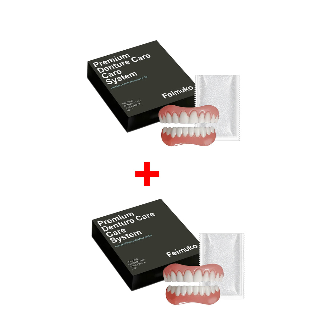 Natural Fit Denture Silicone Kit for Teeth Upper and Lower Set - Easy Use Complete Fake Tooth Oral Hygiene Care Set Oasis Select 2pcs