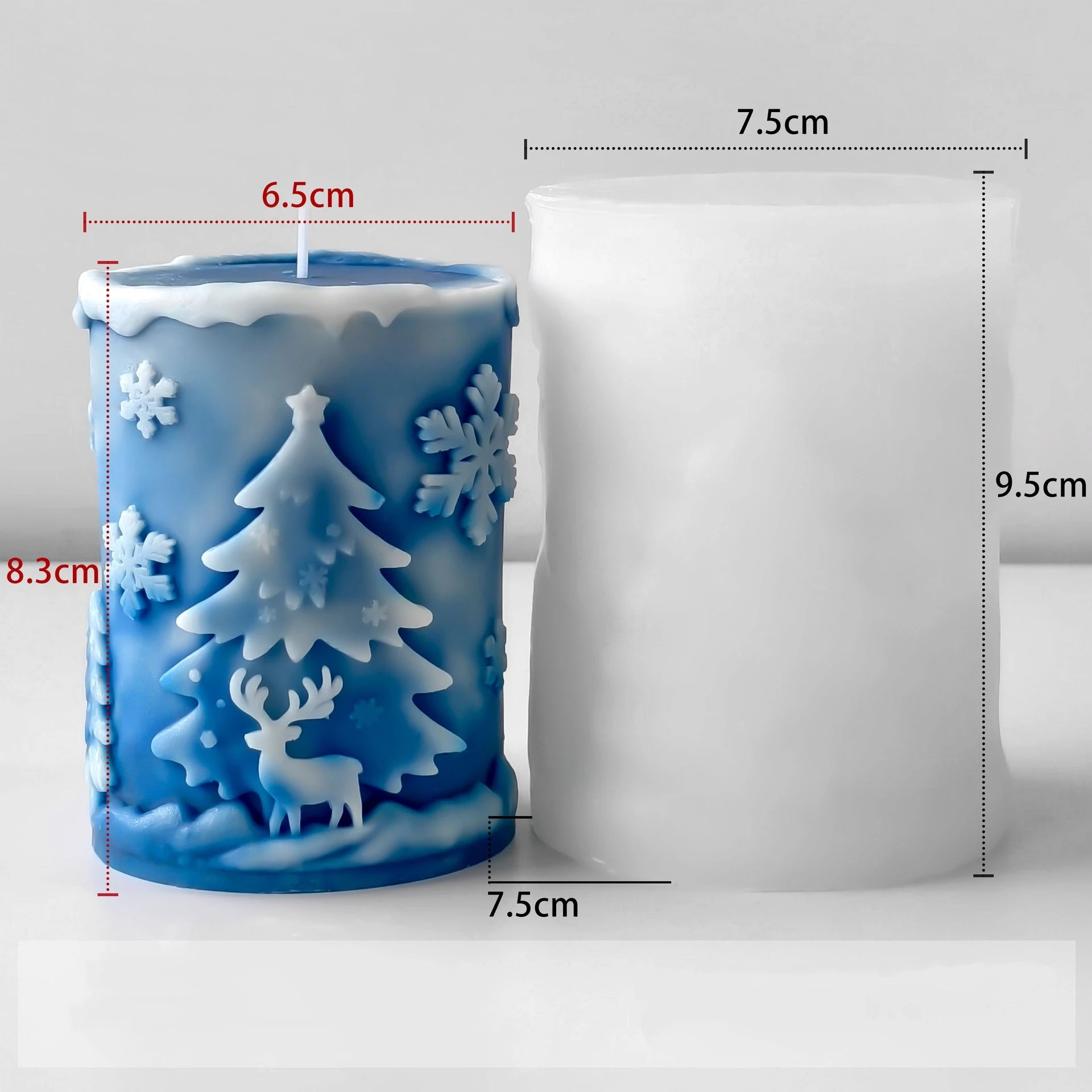 3D Relief Cylinder Christmas Snowflake Elk Silicone Candle Mold Christmas Tree Santa Aroma Plaster Mold Candle Making Supplies Oasis Select J-5322