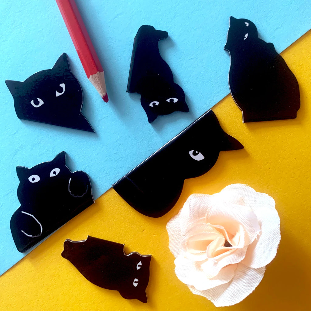 6/12cs Magnetic Bookmarks For Book Lovers, Black Cat Cute Bookmarks For Cat Lover Gifts,and Students Teachers School Home Oasis Select