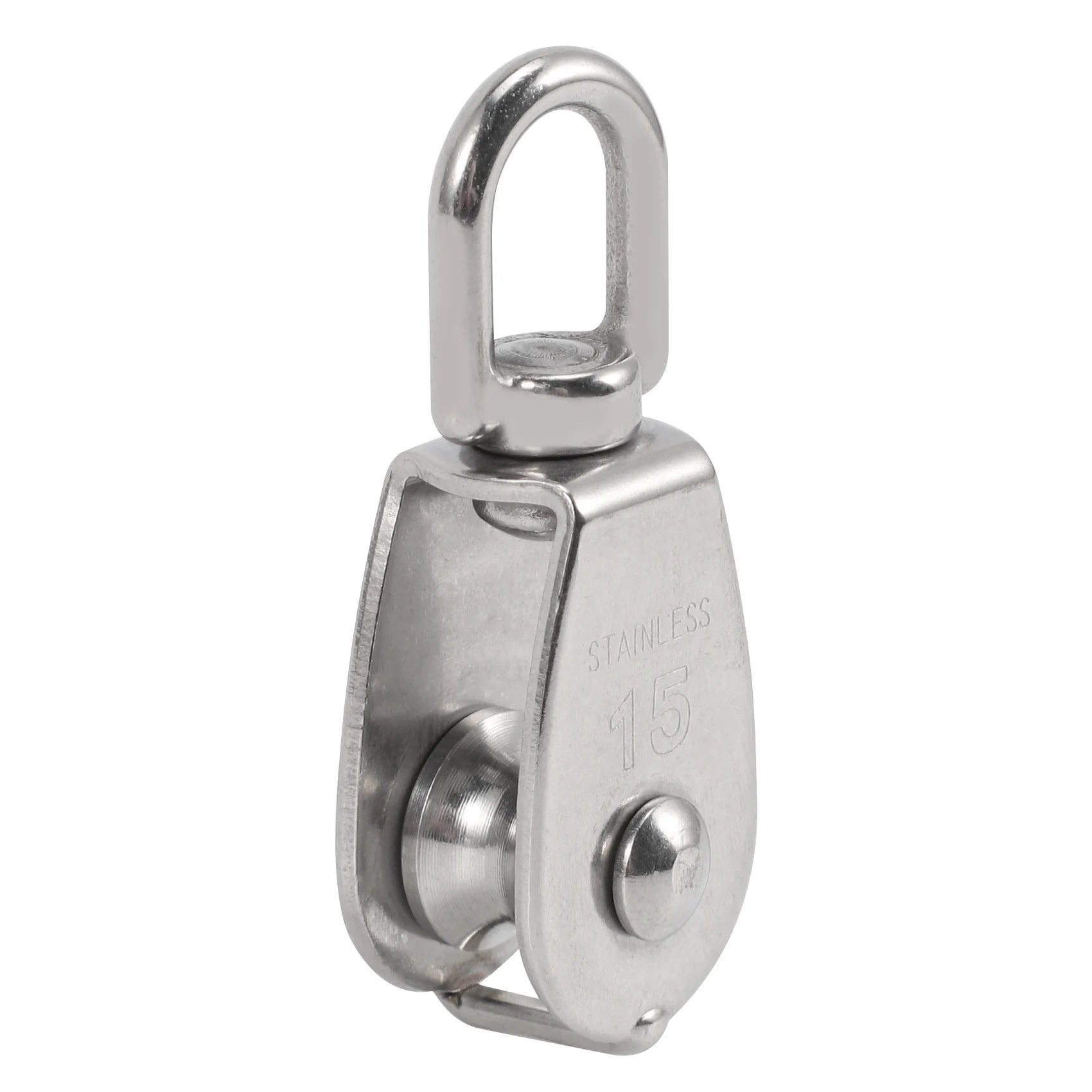 LIKE WISH 4PCS Single Pulley Block M15 Stainless Steel Small Pulley Roller For Rope Cord In Outdoor 360°Swivel Silver Pulley Oasis Select