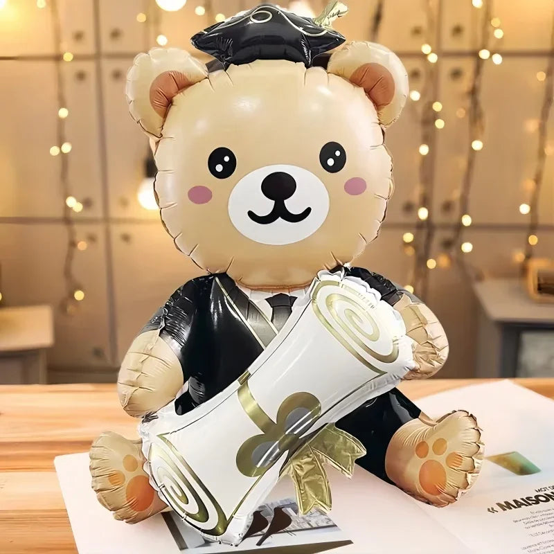 1pc Graduation Bear Aluminum Film Balloon,Cute Graduation Party Balloon,Perfect for School Activities and Campus Decoration Oasis Select