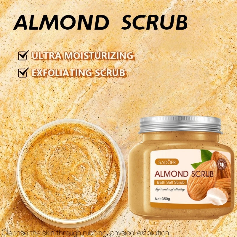 SADOER Almond Body Scrub 350g – Exfoliating Cream All Skin