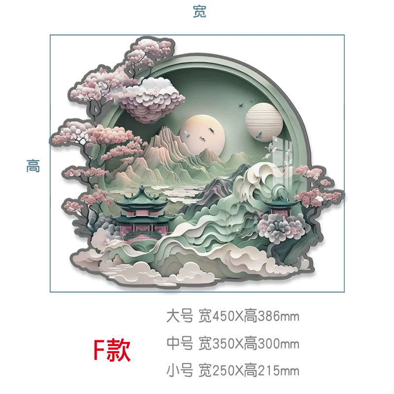 3D circular decoration wall stickers living room room self-adhesive stereo acrylic wall stickers creative stickers Oasis Select F 25CM X 24CM