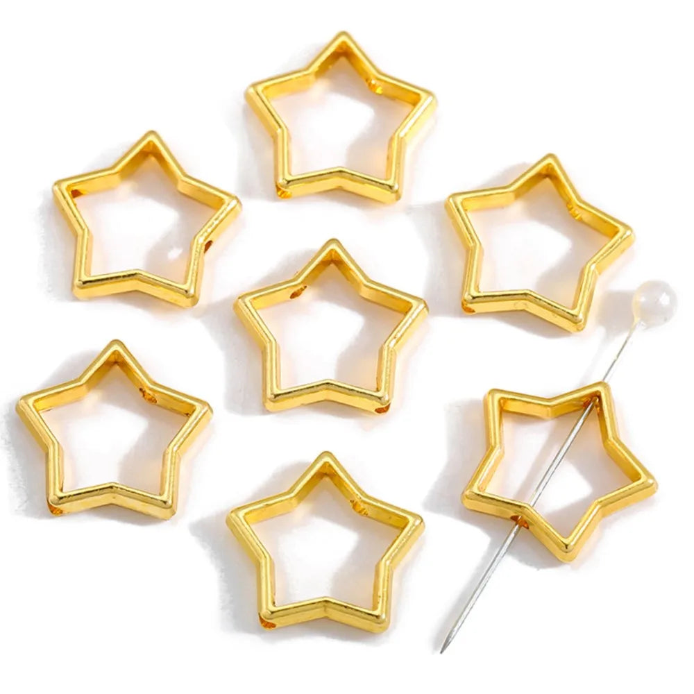 50pcs Flower Star Bead Frames Spacer Beads Double Hole Hollow Connector Link Charms for Jewelry Bracelet Necklace Earring Making Oasis Select