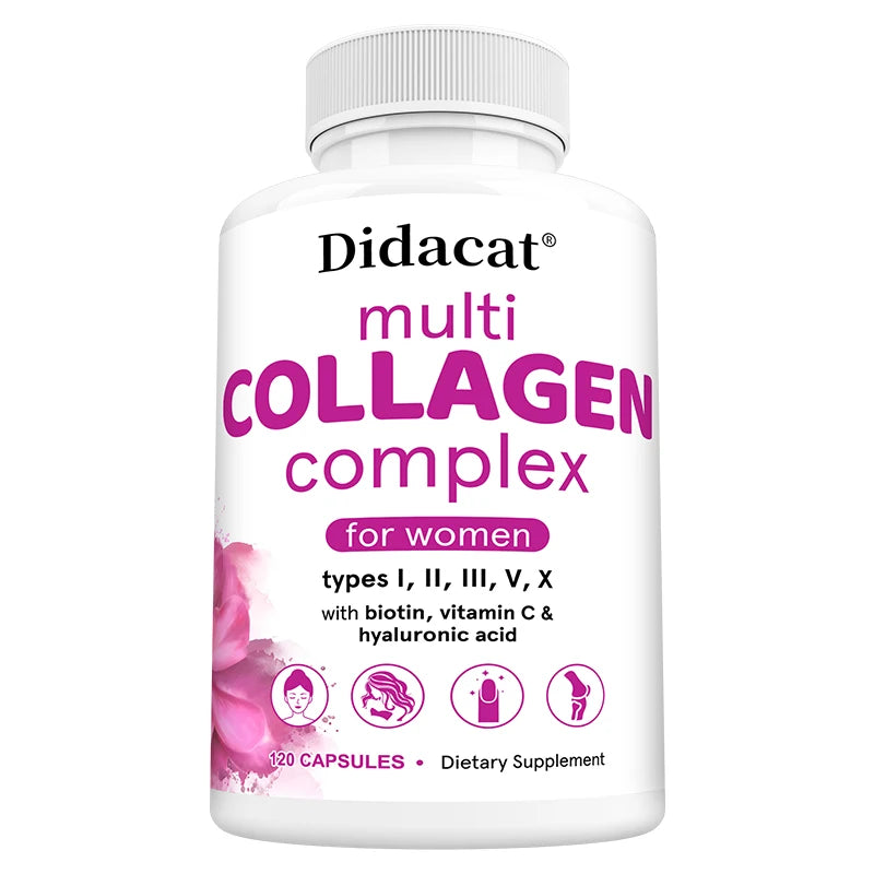 Multi-Collagen Complex Capsules – Types I II III V X + Hyaluronic Acid
