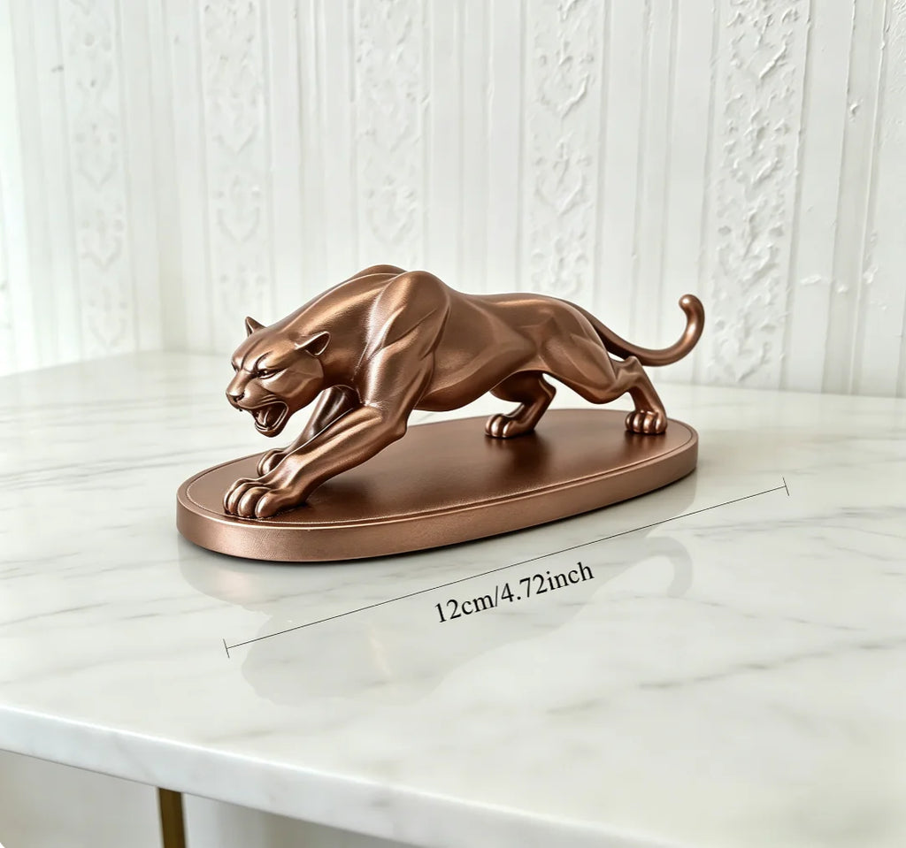 In-vehicle Panther Figurine Modern Animal Statue Elegant Wildlife Sculpture for Home Office Living Room Desktop Shelf Decor Gift Oasis Select Leopard bronze