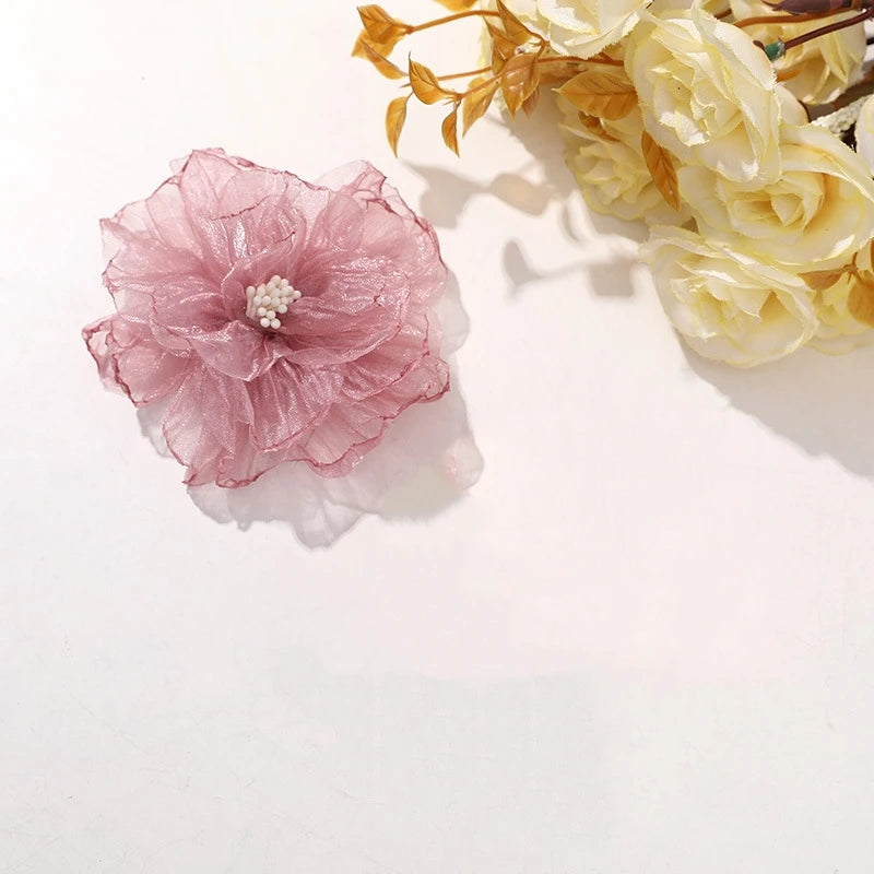 75mm Organza Fabric Flower for DIY Hair Clips & Headbands