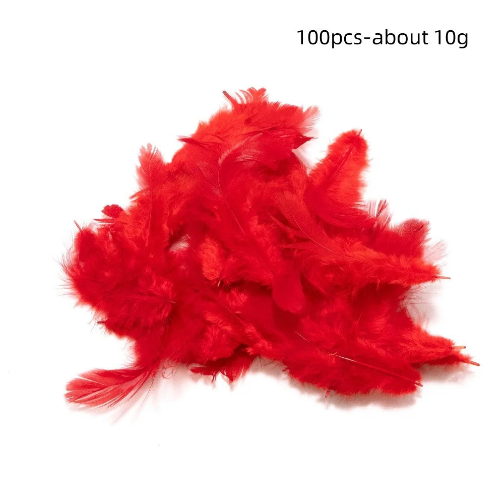 100PCS Small Goose Feathers for DIY Crafts 5-8cm Coloed Swan Plumes Wedding Party Handicraft Accessories Dream Catcher Feathers Oasis Select Red