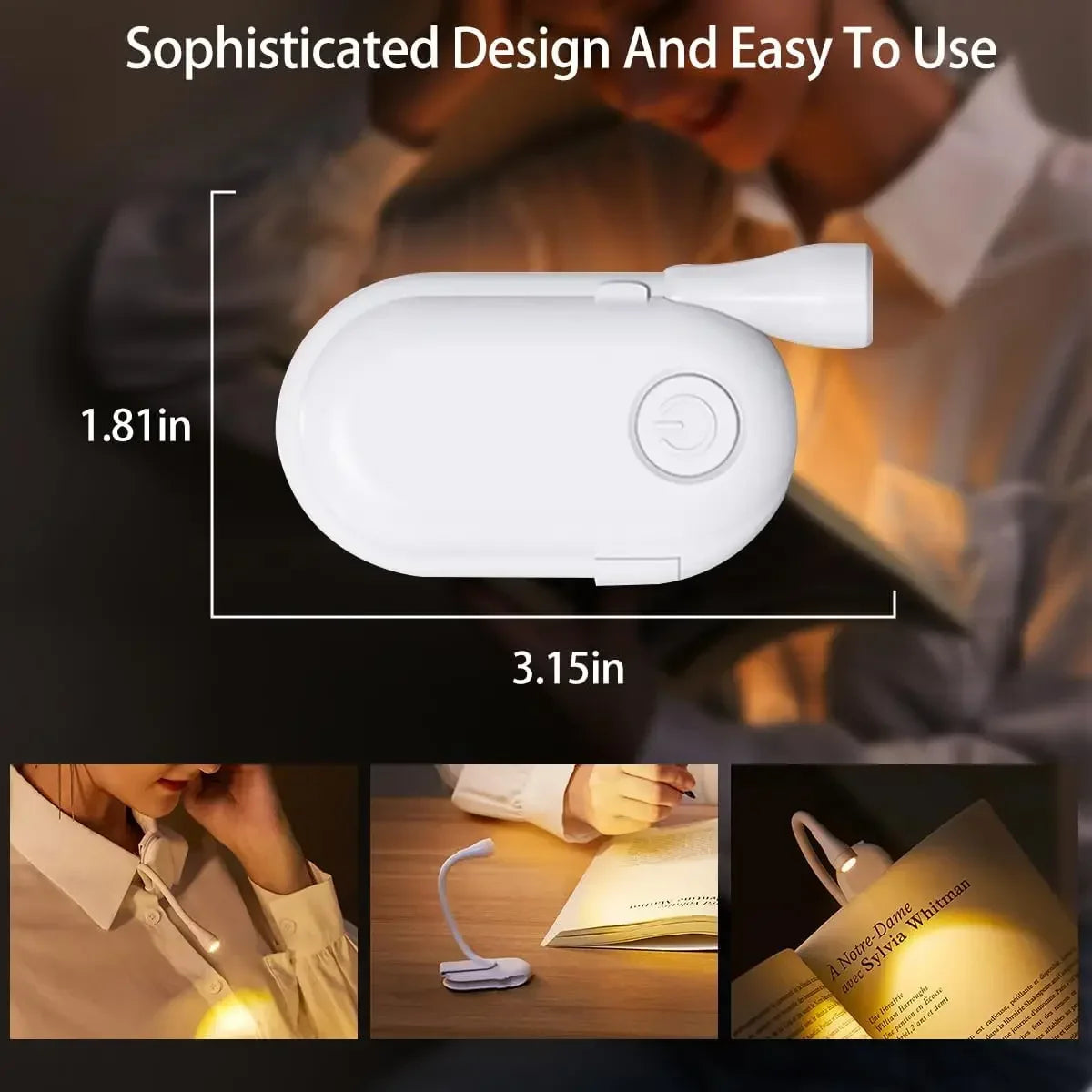 USB Rechargeable Mini Reading Book Lamp LED Dimmable Bedroom Eye Protection 360° Flip Book Lamp Portable Stand Clip Night Light Oasis Select
