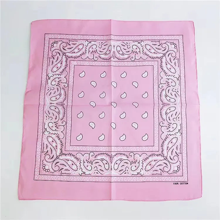 1/2pcs Bandana Kerchief Unisex Hip Hop Black Hair Band Neck Scarf Sports Headwear Wrist Wraps Head Square Print Handkerchief Oasis Select Pink