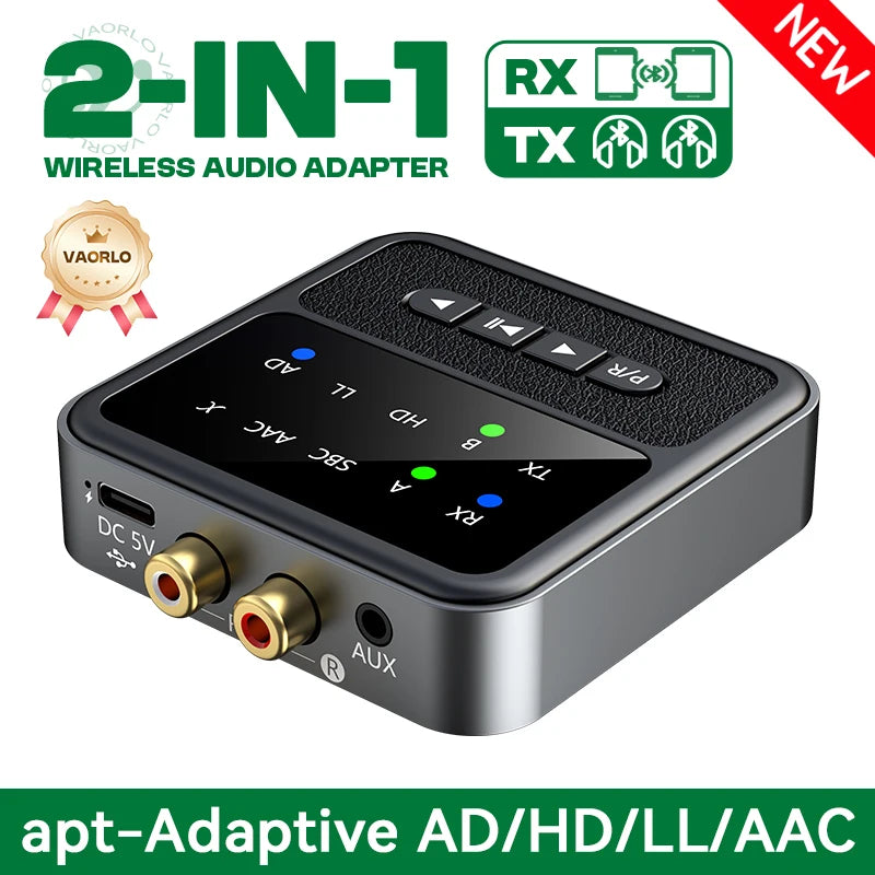 2 in 1 aptX Bluetooth 5.4 Audio Transmitter Receiver 3.5MM AUX RCA aptX-Adaptive AD/HD/LL AAC HiFi Stereo Music Wireless Adapter Oasis Select Enhanced Version