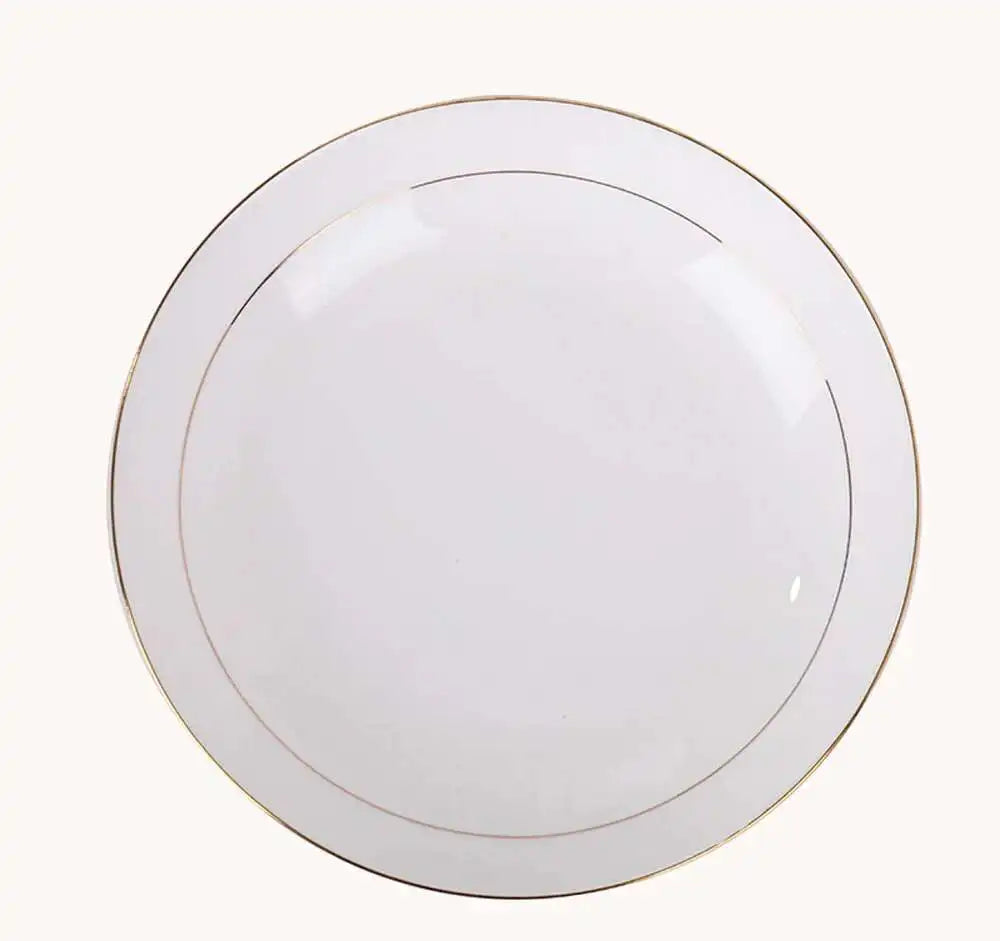 Bone China Gold Border Vegetable Deep Plate Ceramic Tableware Dining Plate Oasis Select