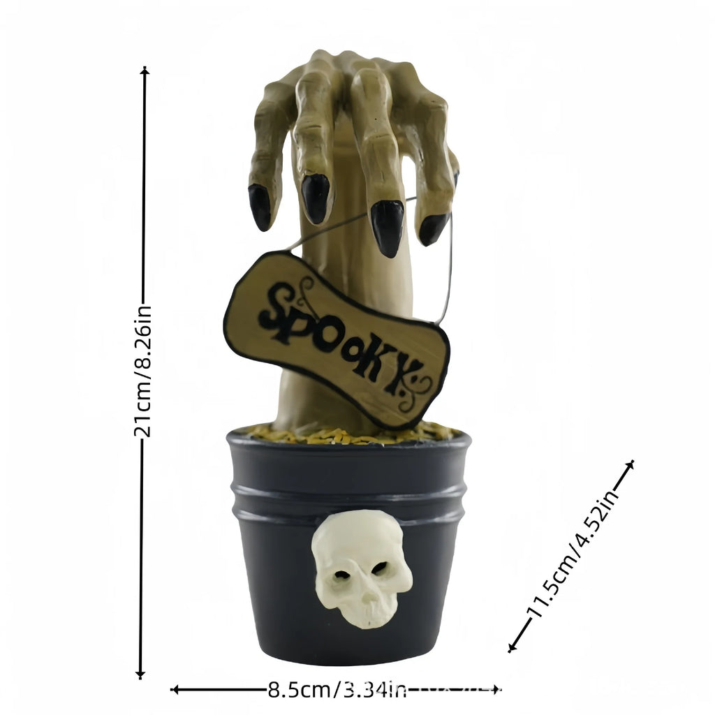 Halloween Series LED Lights Outdoor Decorative Handicrafts and Ornaments for Parties Atmosphere Skull Hand Oasis Select Hand flower pot 1 piece