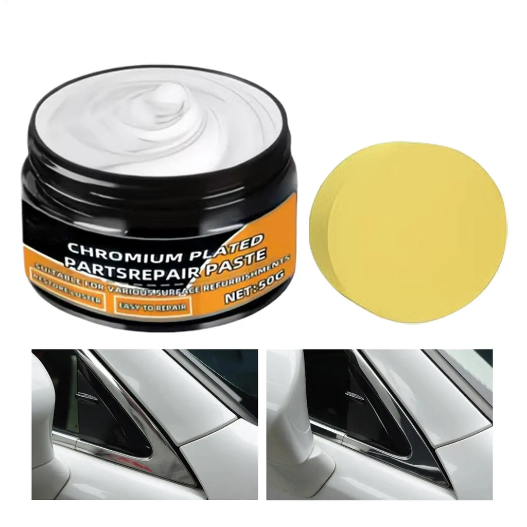 Chrome Polishing 50g Metal Repair Cream With Sponge Car Scratch Remover Metal Shine Renovation Compound Trim Removes Rust Oasis Select
