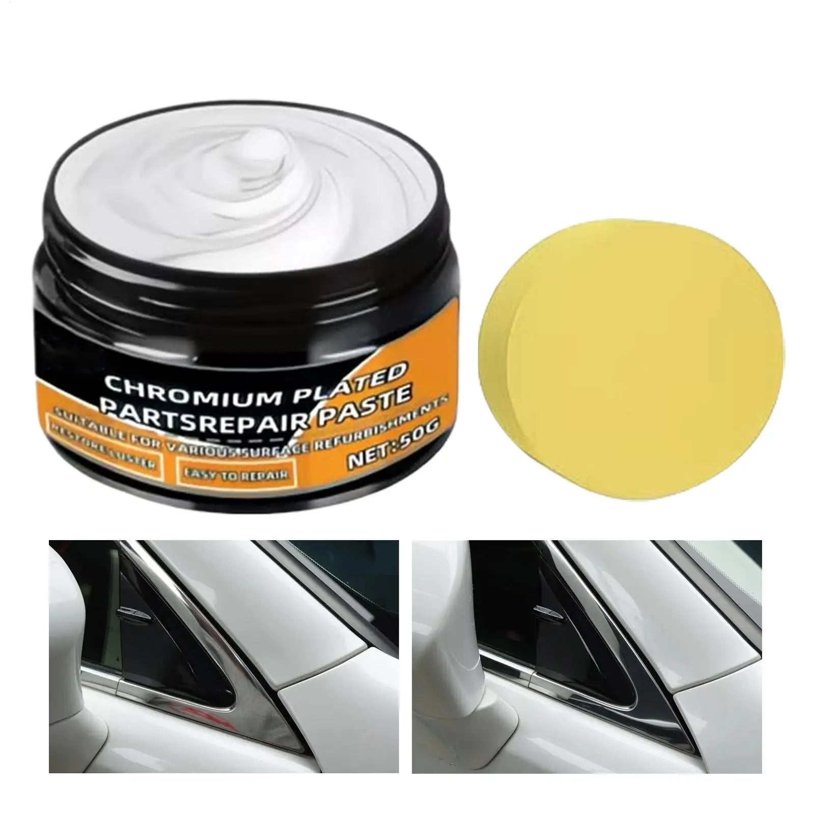 Chrome Polishing 50g Metal Repair Cream With Sponge Car Scratch Remover Metal Shine Renovation Compound Trim Removes Rust Oasis Select