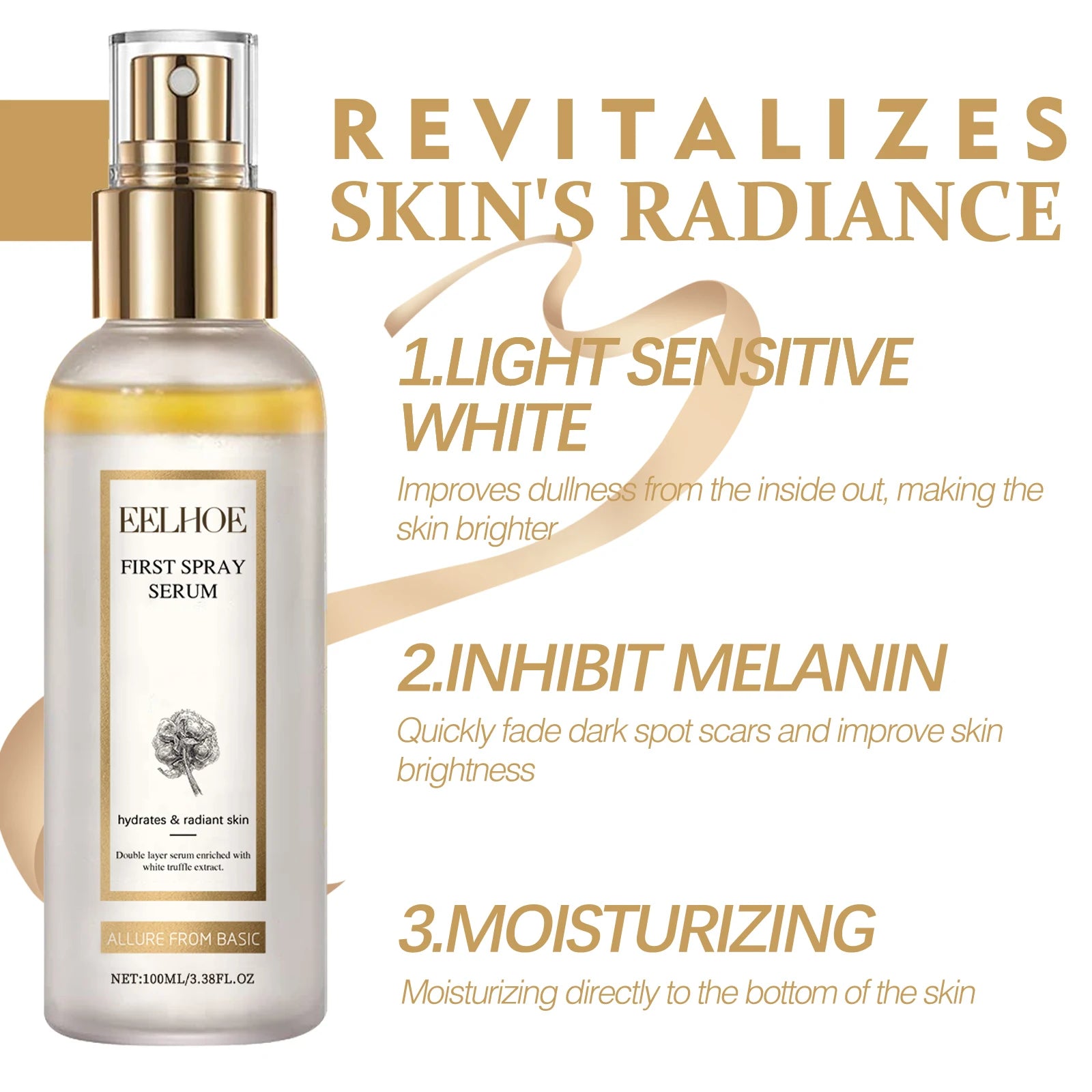Facial Serum White Truffle Moisturizing Spray Melanin Correcting Glow Serum Fade Dark Spot Shrink Pores Brightening Skin Care Oasis Select