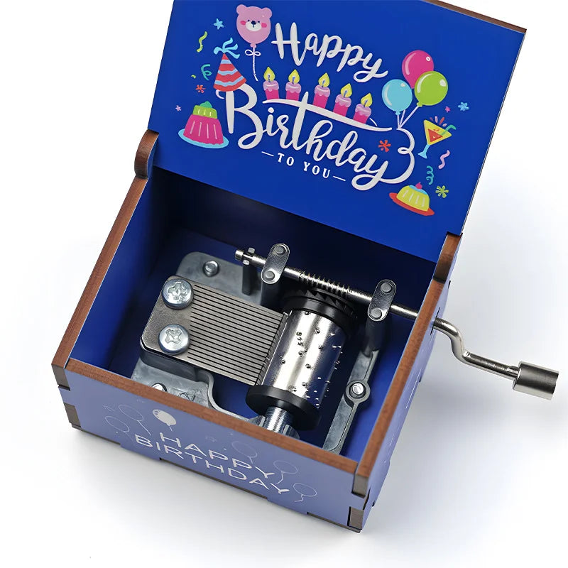 Hot selling Birthday Series Art Six sided Painted Hand cranked Music Box Birthday Gift for Friends Home Decor Oasis Select