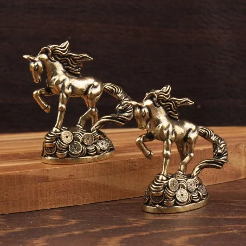 Antique Bronze Brass Zodiac Horse Desktop Decoration Money Horse Ornaments Animal Miniature Model for Crafts Oasis Select Default Title