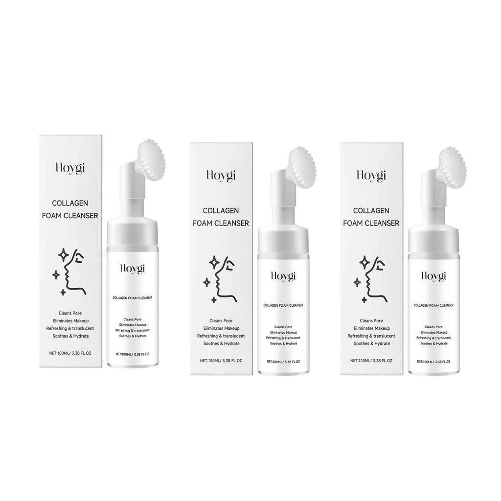 Collagen Facial Cleanser Mousse Deep Cleansing Skincare Controls Oil Moisturizing Firming Face Wash Foam Cleanser Skin Care Oasis Select 3 x 100ml Boxed