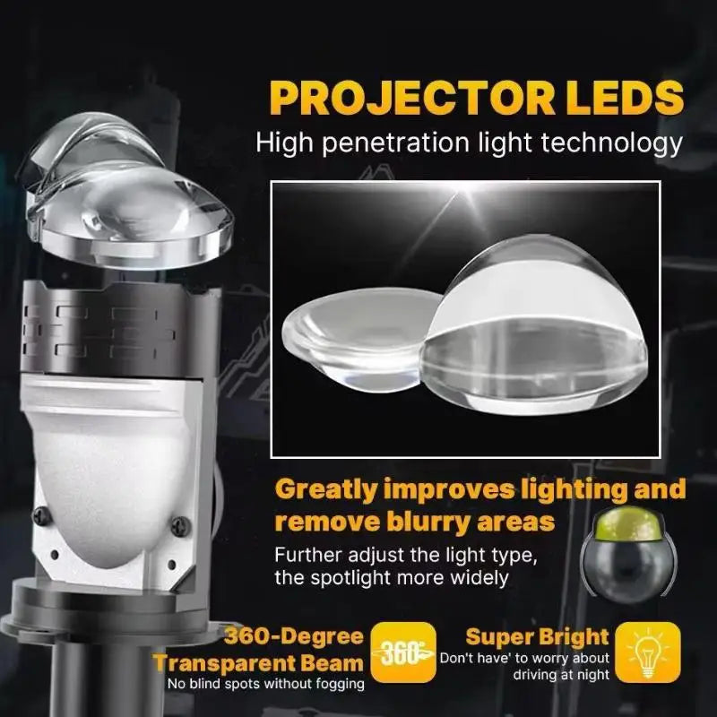 1PC H4 LED Lens Mini Bi Led Projector 70W Headlight Bulbs Canbus 9003 HB2 High Low Beam 6000K Motorbike Turbo Lamps LHD 12V Oasis Select