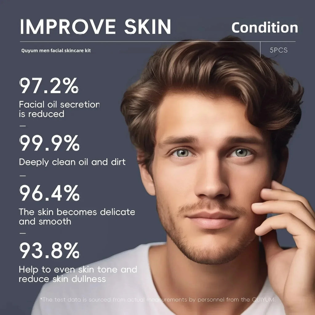Professional Men Grooming Kit 5pcs Exfoliating Scrub Daily Moisturizer Day Night Cream Eye Treatment Set Healthy Skin Care Oasis Select