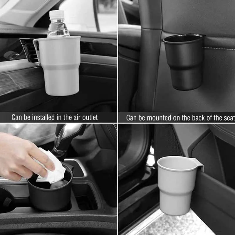 Car Water Cup Holder 2 in 1 Beverage Holder Trash Can Mobile Phone Holder Air Outlet Chair Back Door Armrest Multifunctional Box Oasis Select