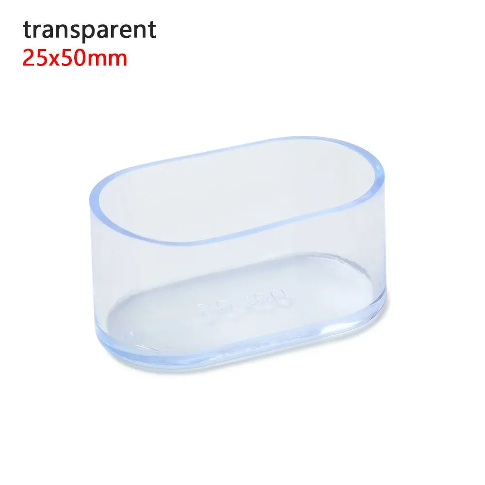 4PCS Silicone Rectangular Feet Cover Furniture Floor Protector Pad Anti slip Chair Leg Caps Wood Sofa Table Child Bed Stopper Oasis Select transparent 25x50mm