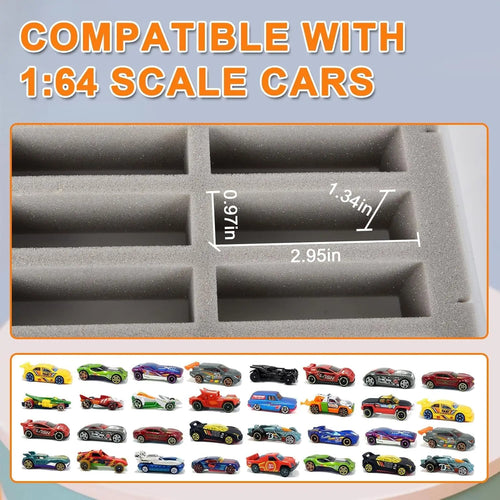 1/64 Diecast Car Display Case | 32 Foam Slots, Wall-Mount Diecast Display Case Oasis Select