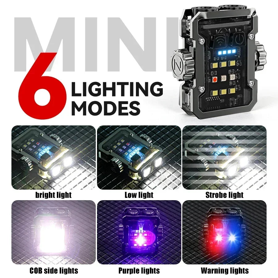 Mini Keychain Flashlight USB-C Rechargeable 6 Modes & Magnet