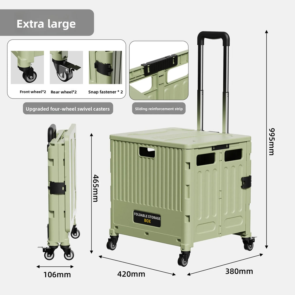 Household multi-functional grocery shopping cart Portable folding shopping cart Outdoor trolley cart Stall camping storage box Oasis Select