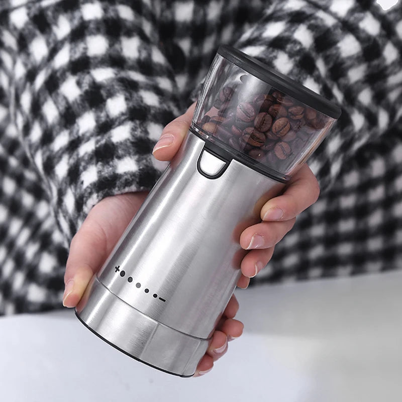 USB Rechargeable Electric Burr Coffee Grinder – Stainless Steel