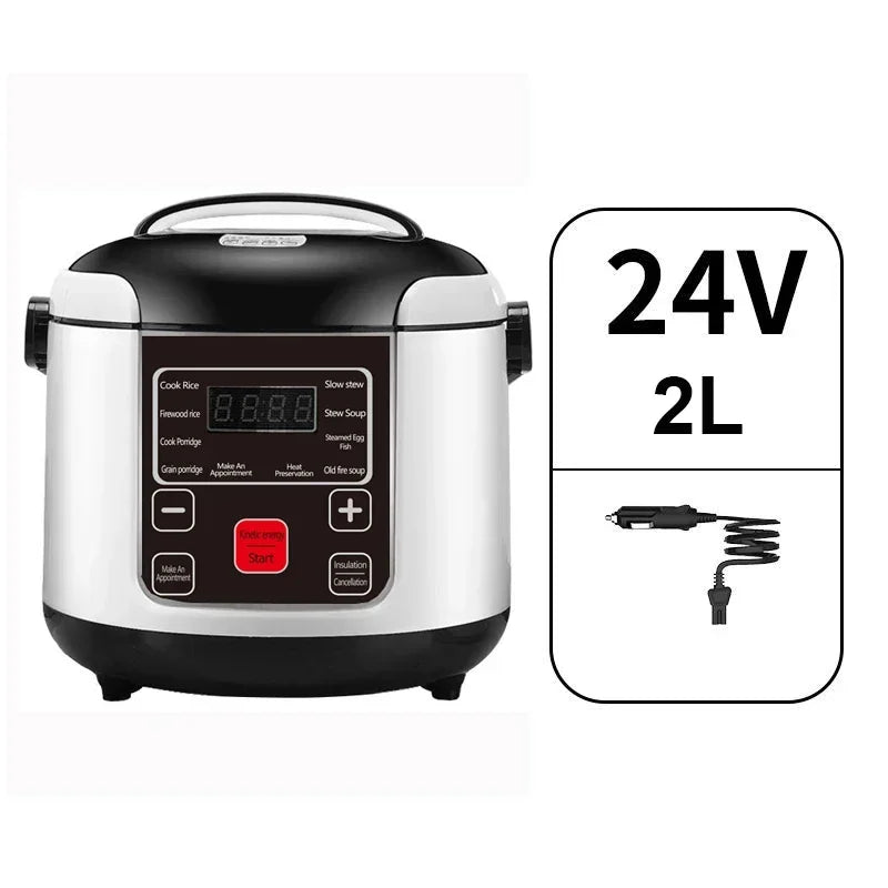URGGU 2L Portable Car Rice Cooker 12V/24V Electric Multi-Cooker