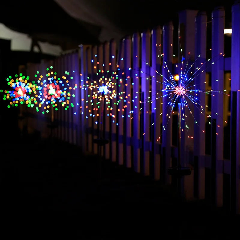 Solar-powered Ground Smoke Lamp LED Starry Sky Copper Wire Outdoor Waterproof Lawn and Courtyard Decorative Color Lamp Oasis Select RGB 200 lights