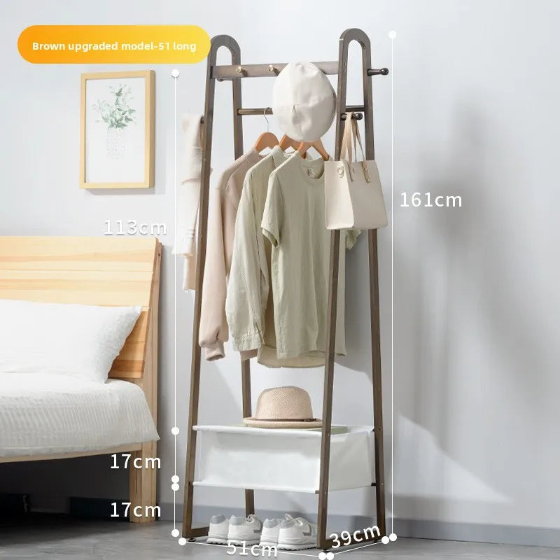 Hanging clothes shelves are placed at the end of the bedroom bed, and clothes artifacts are placed at night Oasis Select BD Walnut 51 long