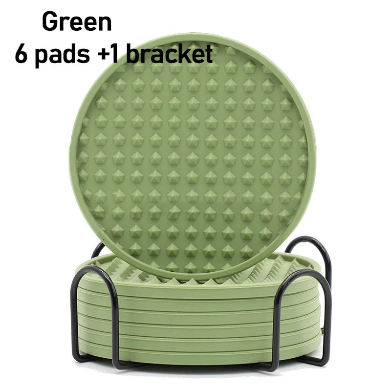 6-Pack Round Silicone Coasters – Heat Resistant Drink Mats Set Silicone Coaster Set Oasis Select Green 6pc 10x0.5cm Round