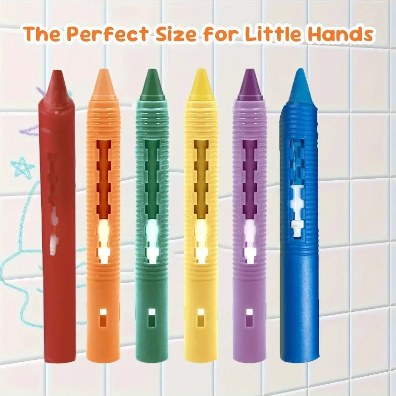 1/2sets Washable Bath Crayons Set, Colorful Easy-Clean Bathtub Markers for Toddlers, Fun Shower Art & Crafts for Kids, Pastel Oasis Select 1set 6pcs