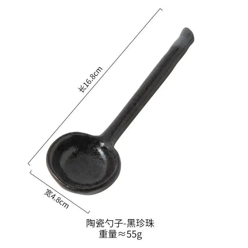 Ceramic Spoon, Soup Spoon Food-grade Spoon Personal Use Spoon Household Eating Spoon Kitchen Tablewear Oasis Select Spoon Black Pearl