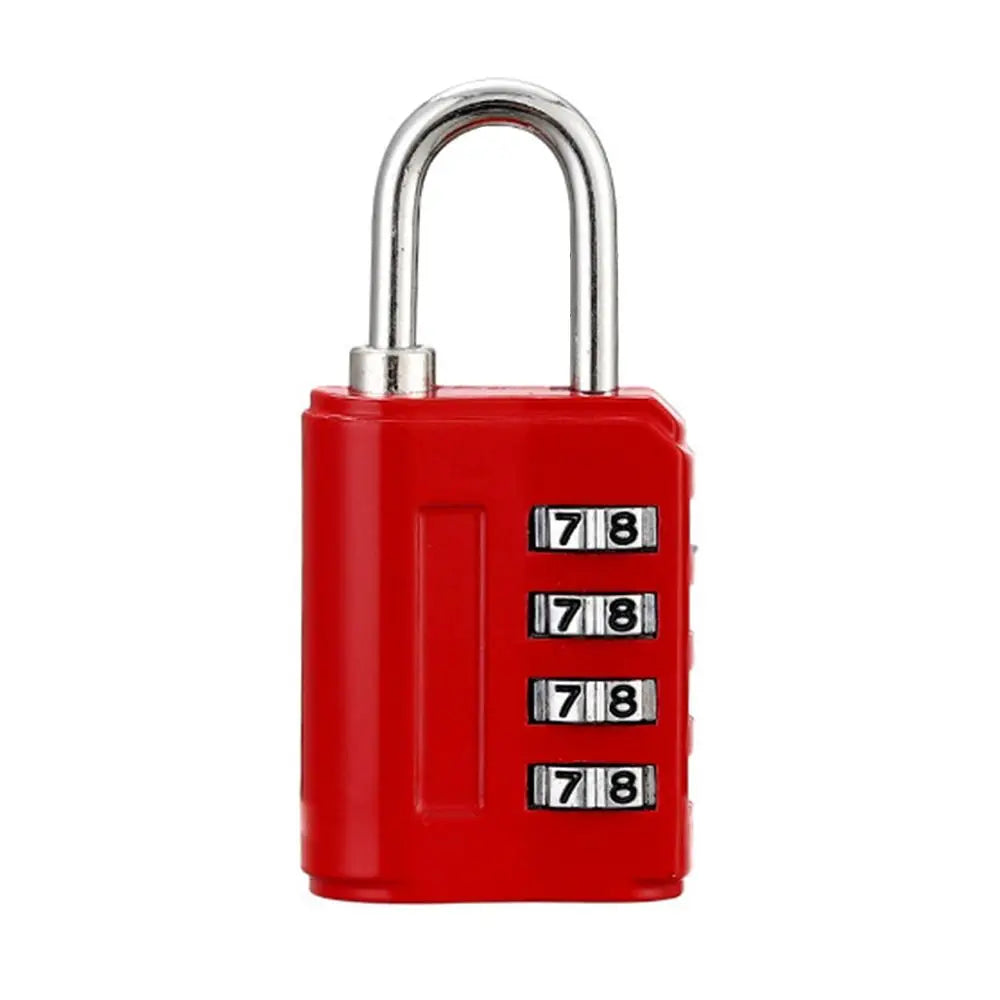 Portable Travel Combination Lock Coded Lock Luggage Padlock 4 Digit Password Lock Dormitory Cabinet Lock Oasis Select Red