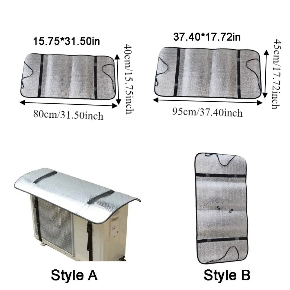 Aluminum Foil Air Conditioning Cover Energy Saving Windproof Air Conditioning Dust Cover with Elastic Band Rainproof Oasis Select