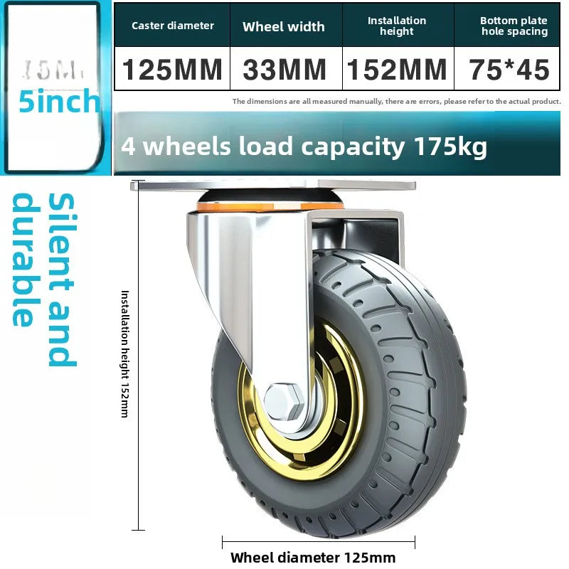 1pcs 3/4/5 Inches Universal Mute Wheel Soft Elastic Rubber Caster for Heavy Duty Carts Furniture Moving Assistant Oasis Select 5 inch Universal