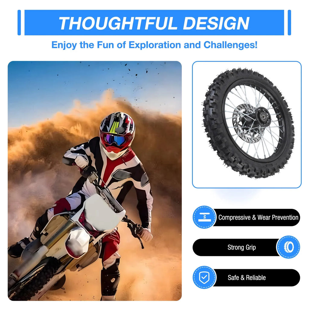14 Inch Front Wheel Assembly Fit for 125 140 150 160cc Pit Dirt Bike with 15mm Rim Axle & Brake Rotor Oasis Select