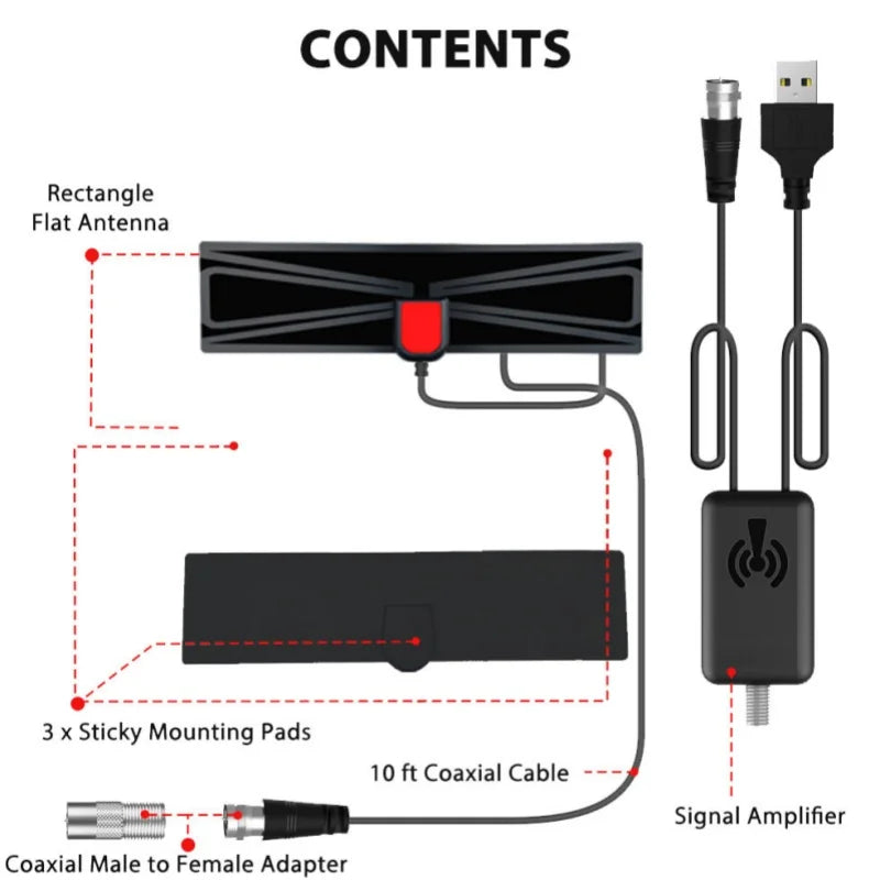 Indoor Digital TV Antenna HDTV 4K 1080P with Signal Amplifier DVB-T2 for Clearer Picture Quality Oasis Select