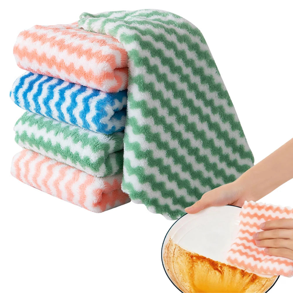 5/10pcs Microfiber Kitchen Dish Cloth Super Absorbent Cleaning Cloth Non-Stick Oil Wipe Rags Household Cleaning Towels Tools Oasis Select