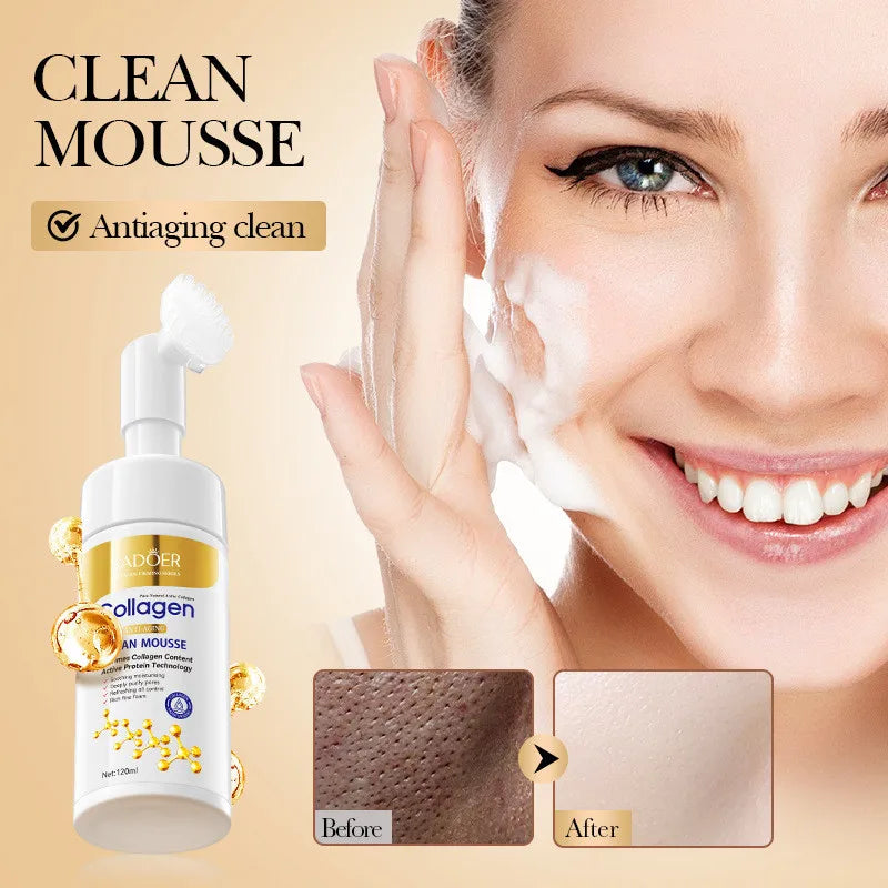 SADOER Collagen Facial Cleanser for Anti Wrinkle Deep Cleaning Mousse Nourishing Moisture Skin Care 120ml Oasis Select Default Title